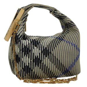 BURBERRY Mini Peg Duffle Bag Chain Hand Bag Gray Auth 107507SV